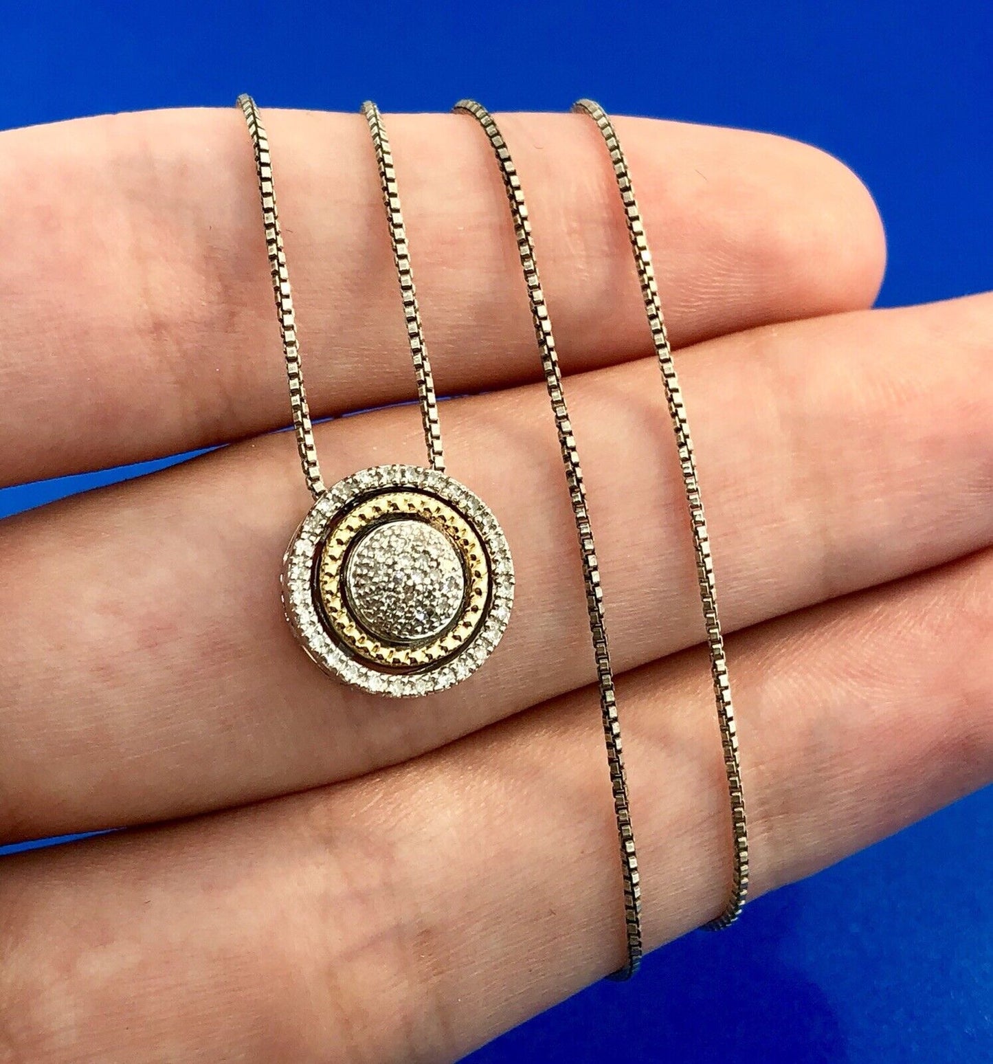 Designer AJ Sterling Silver 14K Yellow Gold Diamond Halo Infinity Necklace