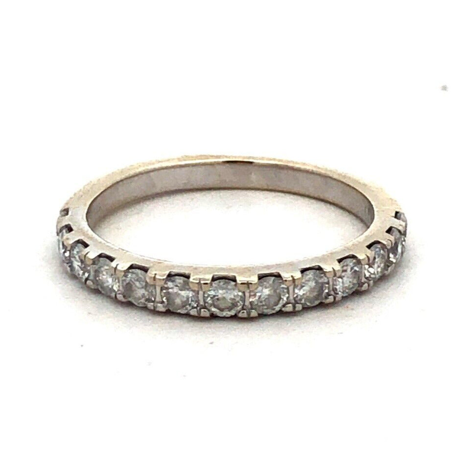 Designer 14K White Gold Round Diamond Wedding Anniversary Stackable Band Ring