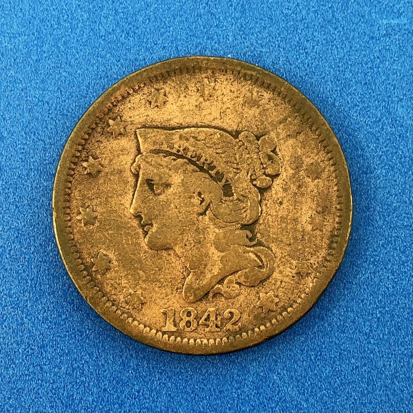 1842 P Liberty Head Braided Hair Large Copper Cent Better Philadelphia Mint Coin