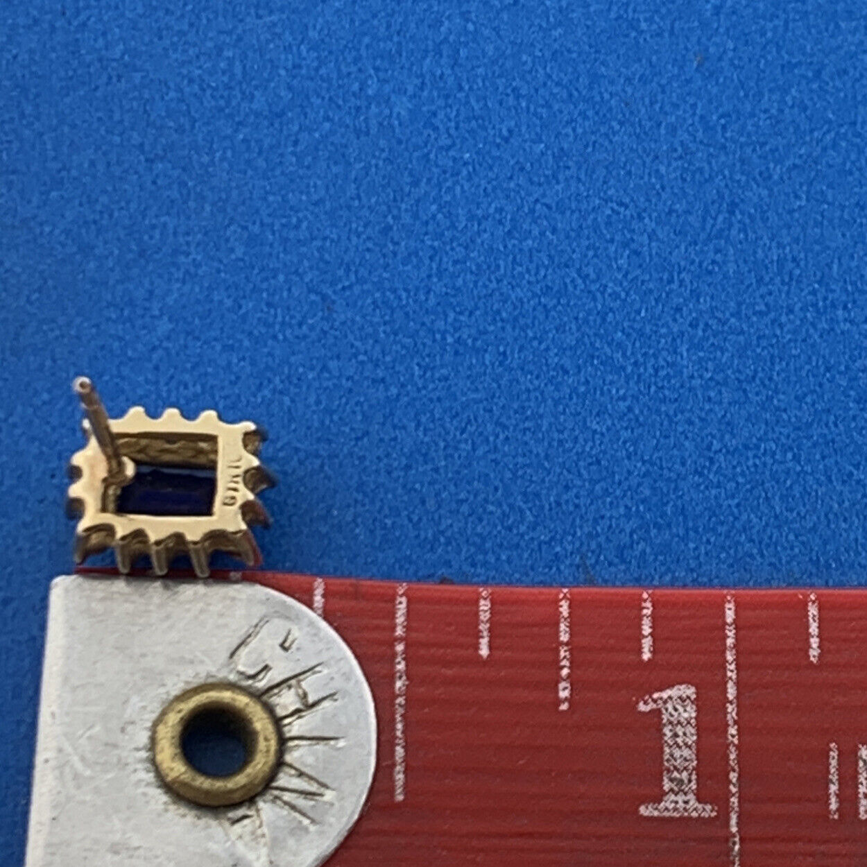 OHM 10K Yellow Gold Sapphire Diamond September Anniversary Stud Earrings