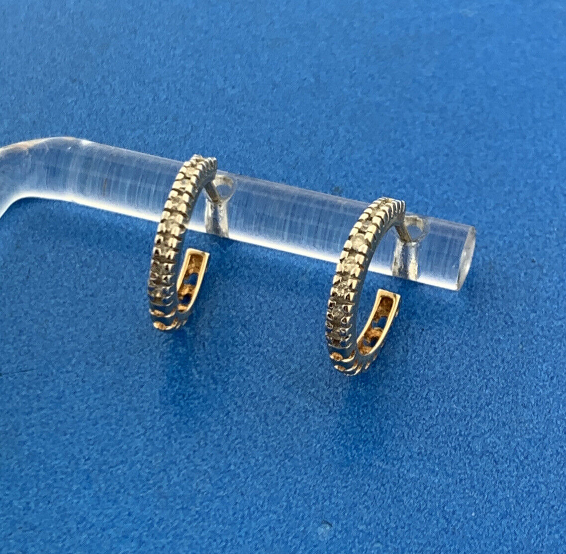 Designer 14K Yellow Gold Diamond April Anniversary Birthday Huggy Hoop Earrings