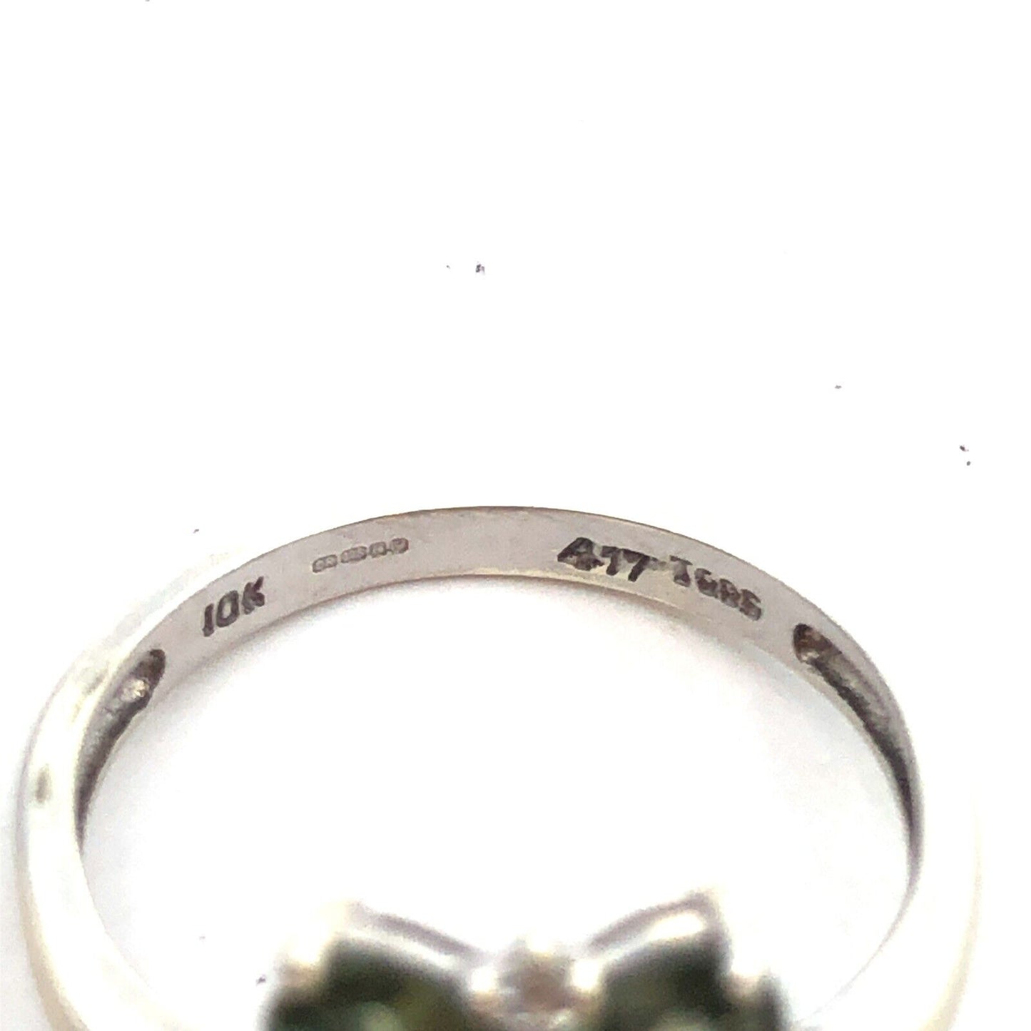 Designer TGGC 10K White Gold Oval Green Topaz Round Diamond Accent Cocktail Ring