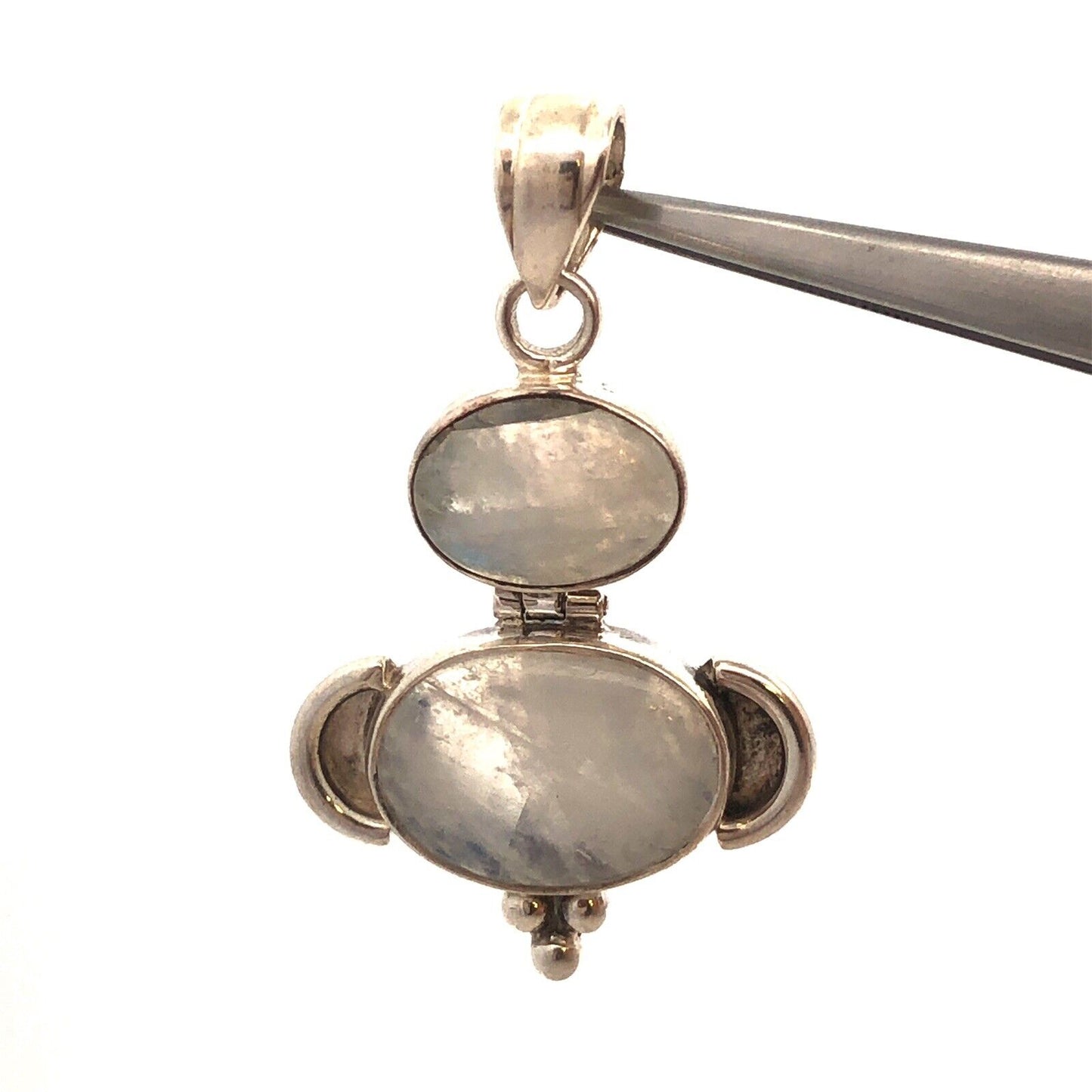 925 Sterling Silver Oval Moonstone Double Cabochon Drop Dangle Pendant