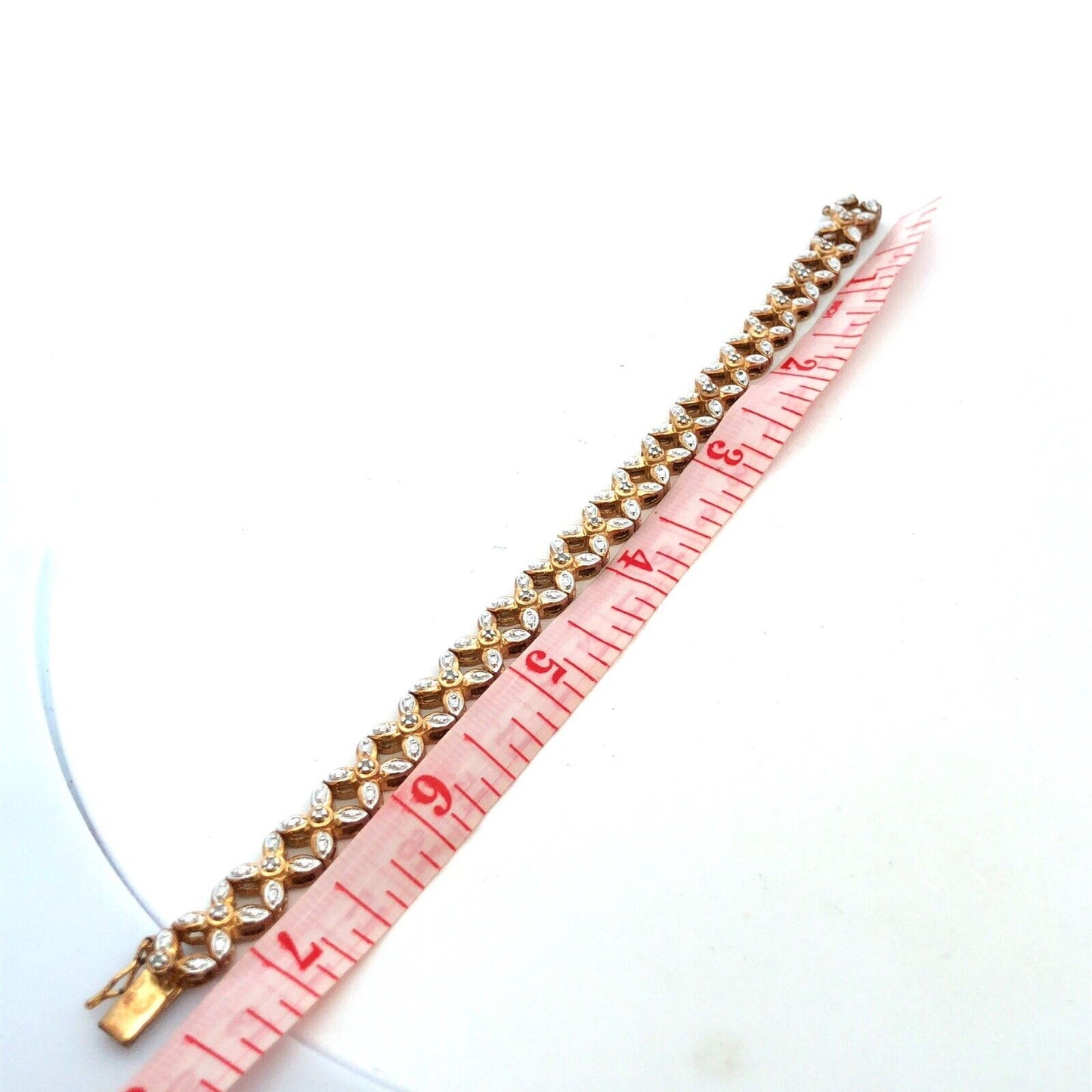 Designer 925 Sterling Silver Vermeil Gold Tone Diamond X And O Tennis Bracelet