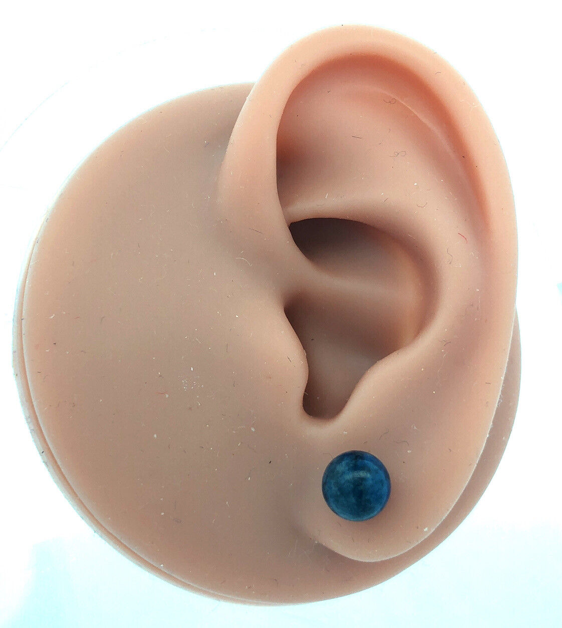 Designer 14K Yellow Gold Lapis Lazuli Bead Ball Solitaire Stud Earrings