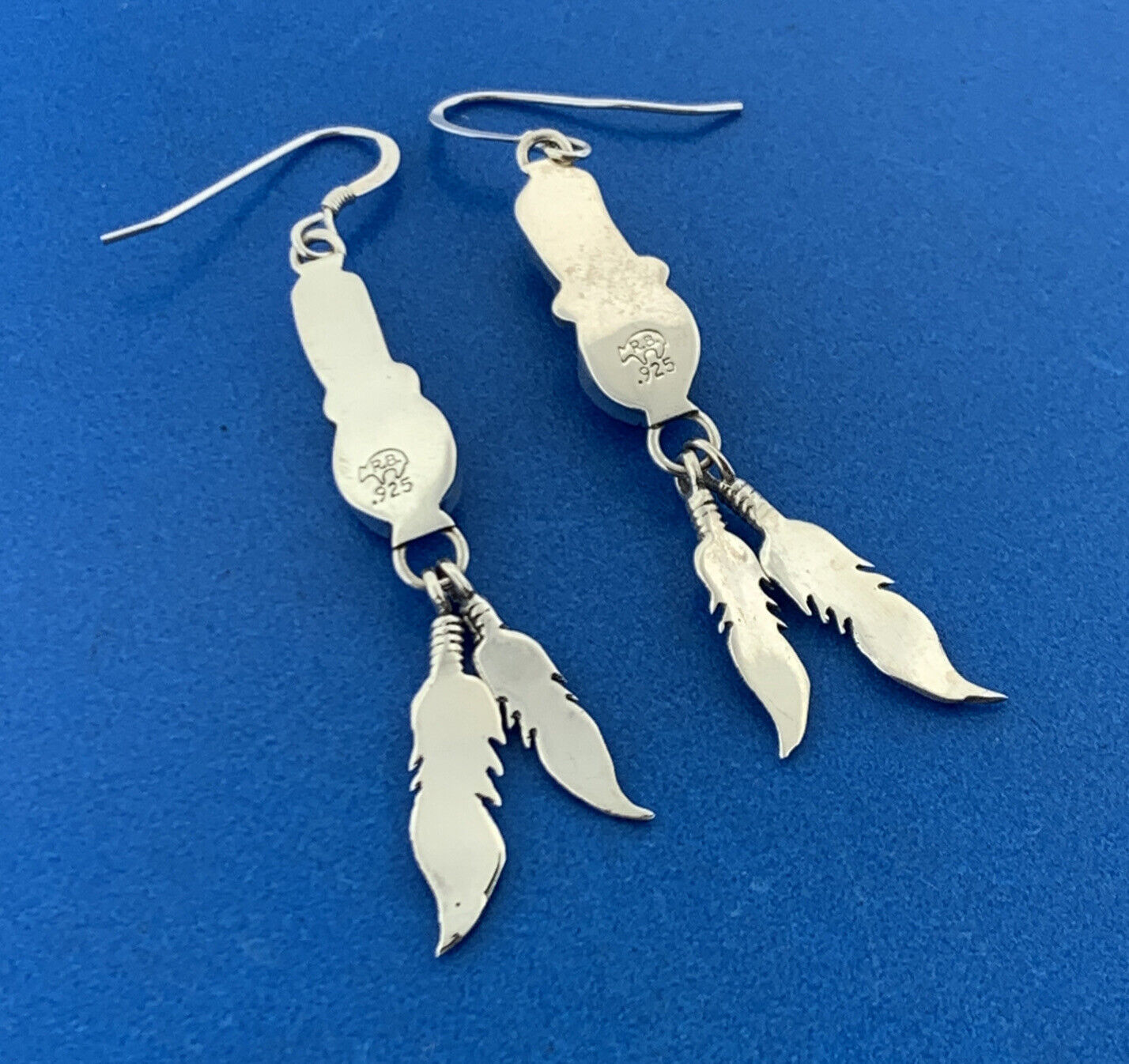 Running Bear Shop Native American 925 Sterling Silver Turquoise Coral Earrings