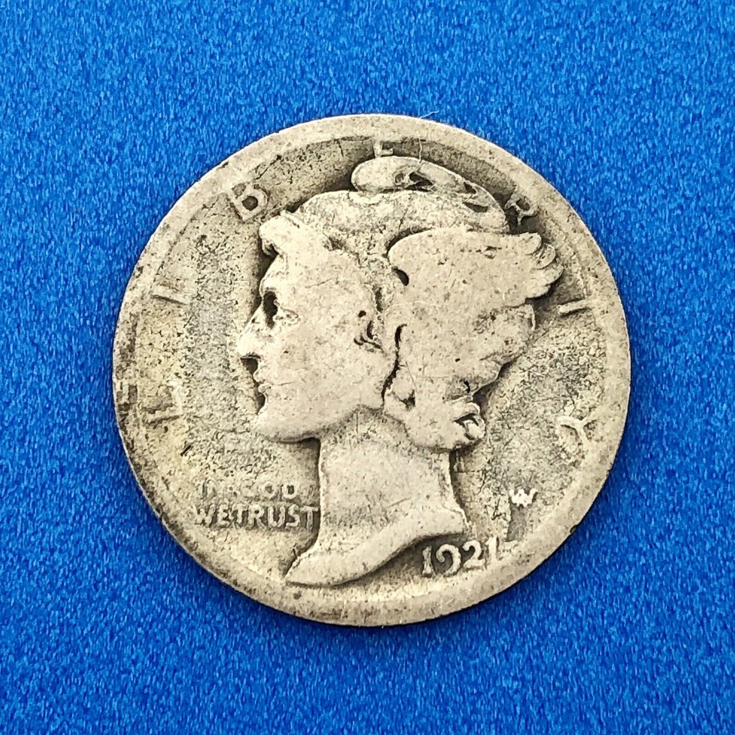1921 P United States 90% Silver Mercury Dime Key Date Scarce Philadelphia Coin