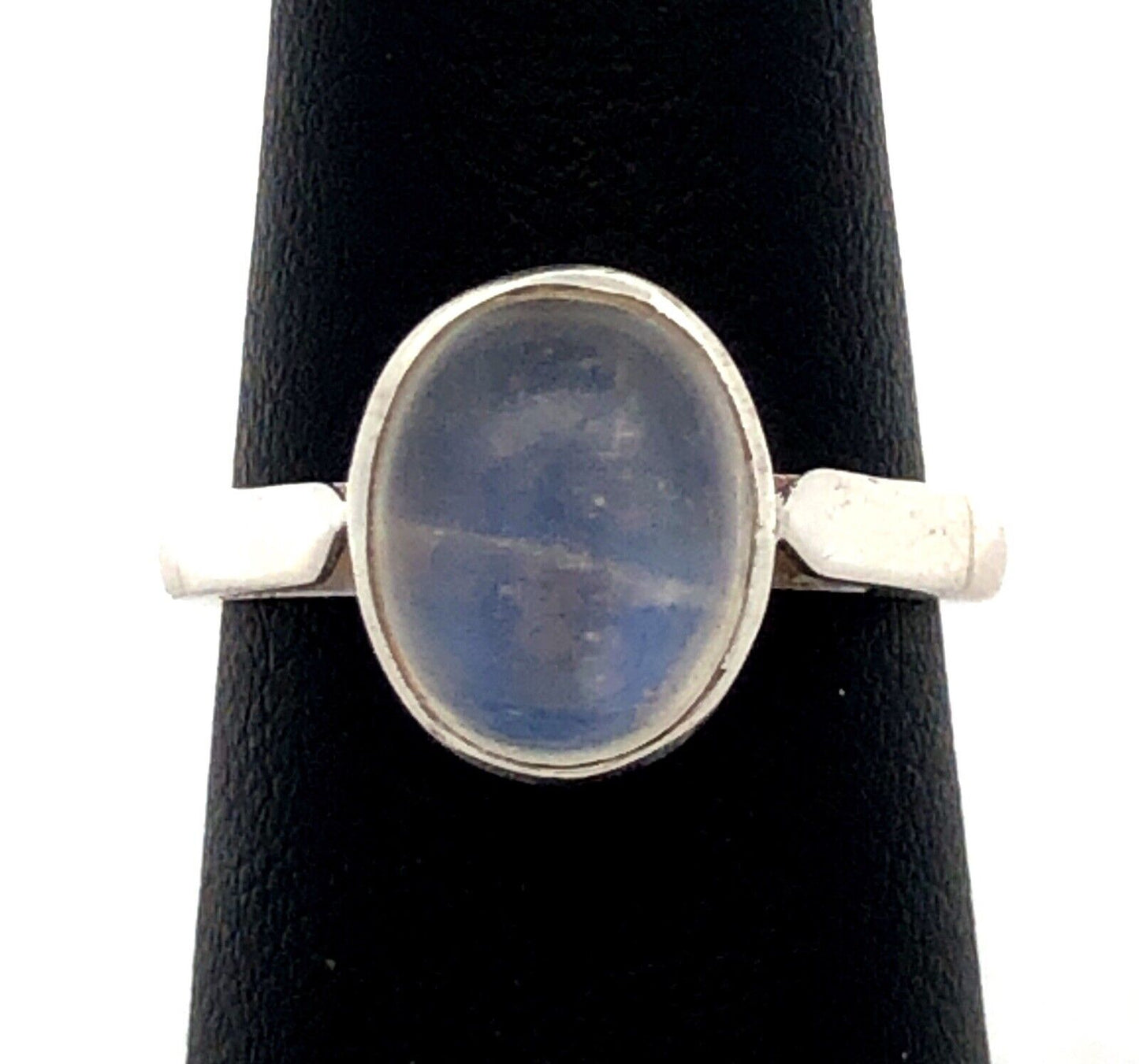 Estate 925 Sterling Silver Oval Moonstone Bezel Solitaire Ring