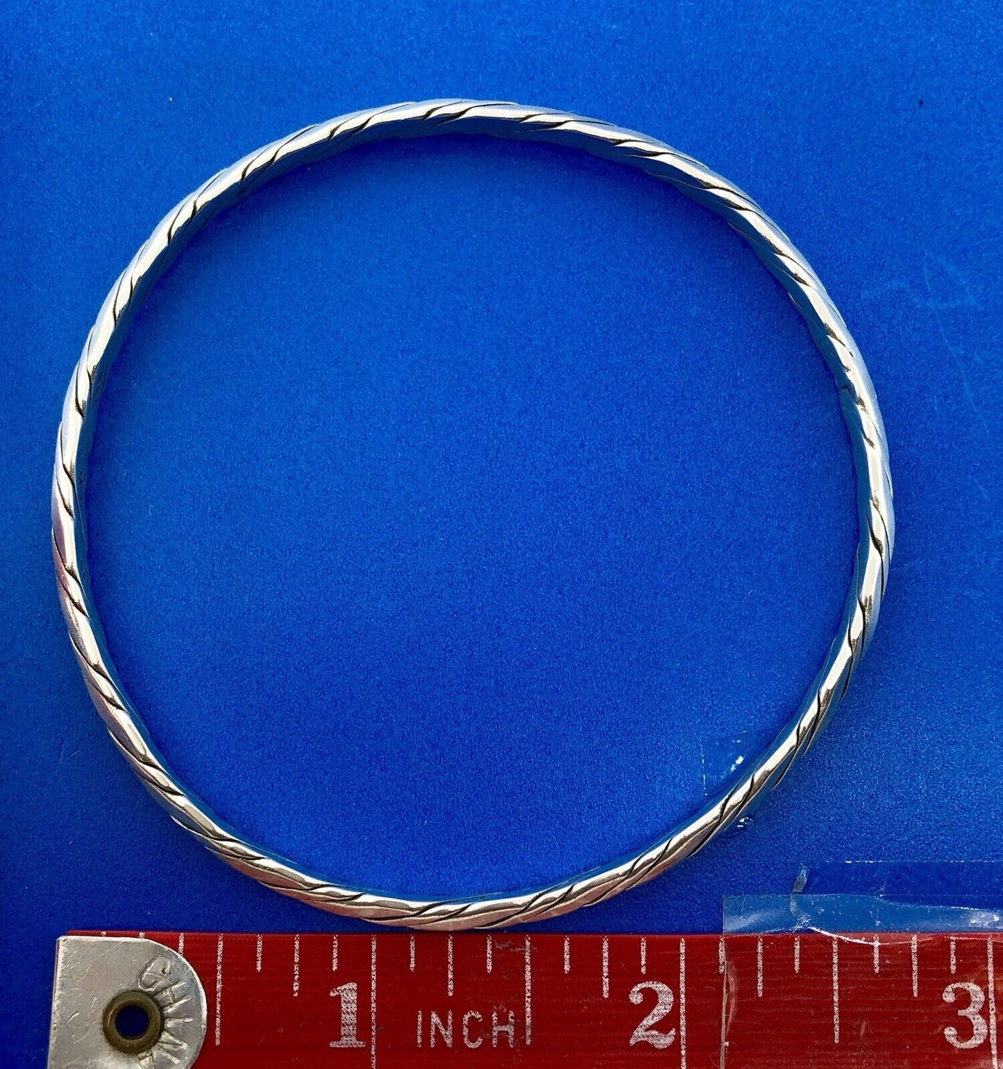 Vintage Taxco Designer V-124 Sterling Silver 925 Ribbed Wave Bangle Bracelet