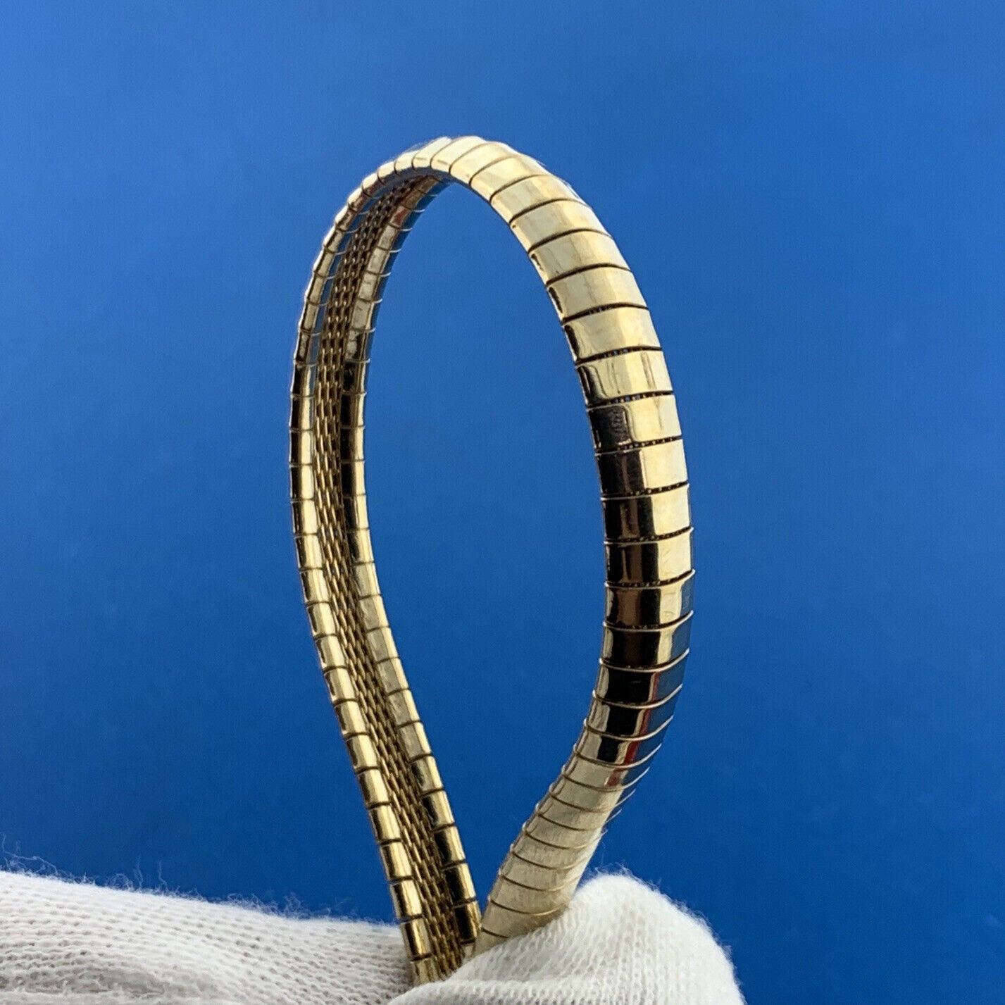 Designer Milor 925 Sterling Silver Vermeil Gold Tone Snake Chain Link Bracelet
