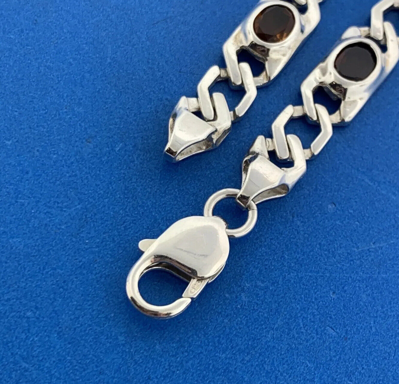 Designer 925 Sterling Silver Mixed Oval Gemstones Statement Tennis Bracelet