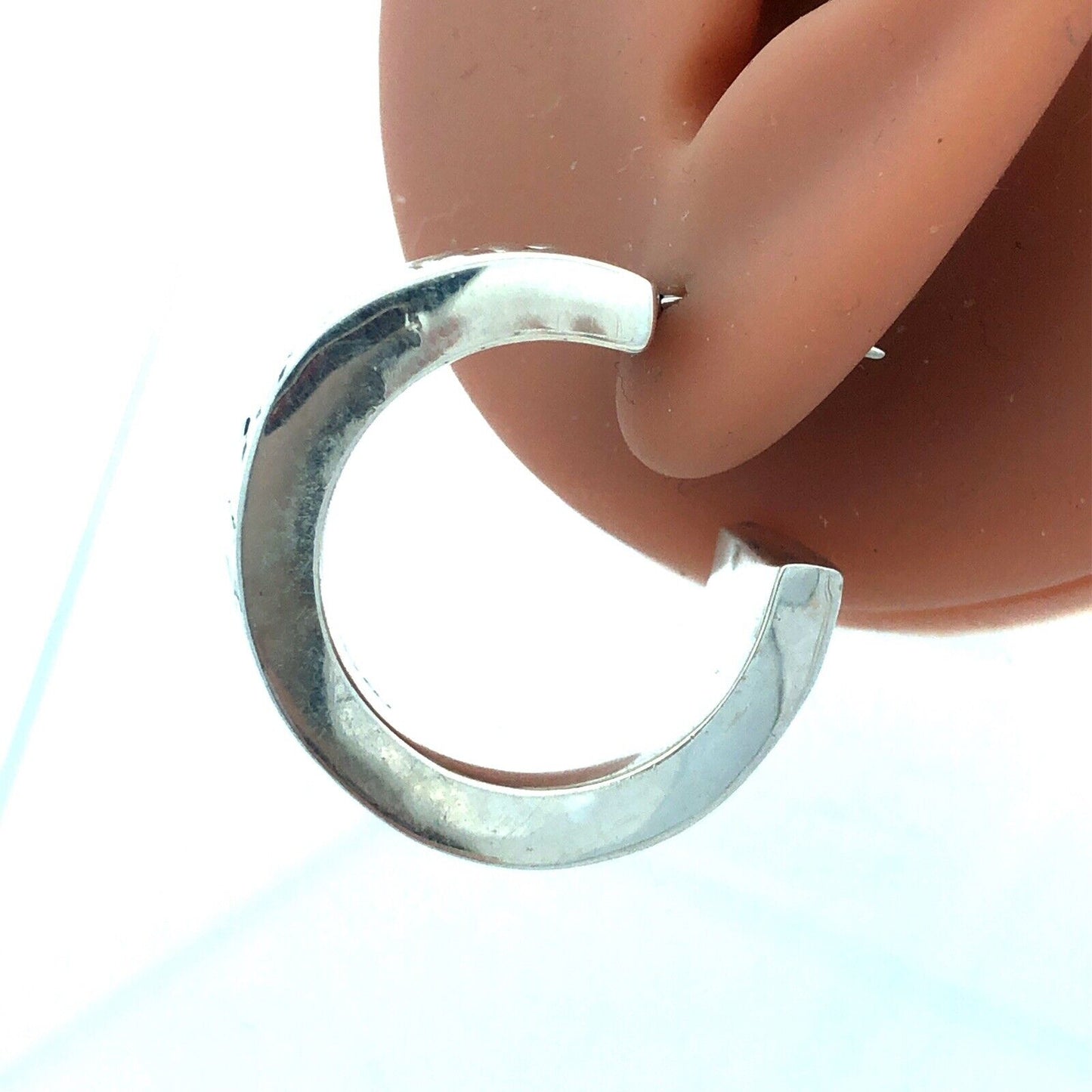 Designer HDB Mexico 925 Sterling Silver Pebbled Cobblestone Wide Hoop Earrings