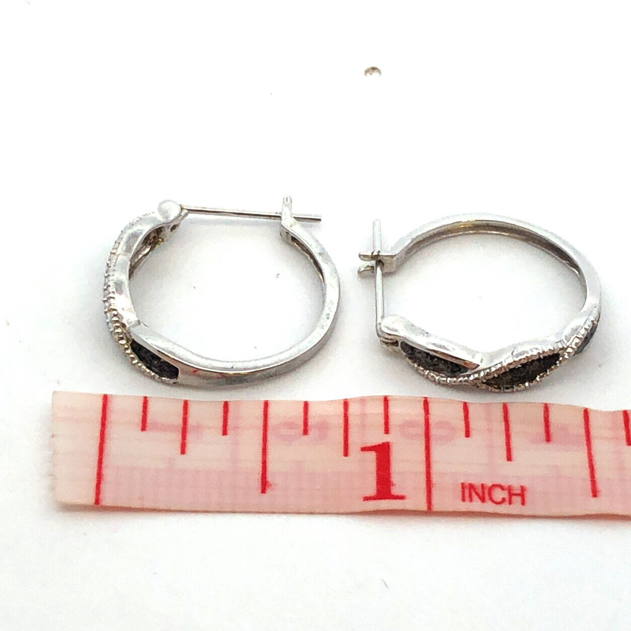 Designer 925 Sterling Silver Black Diamond Round Hoop Earrings