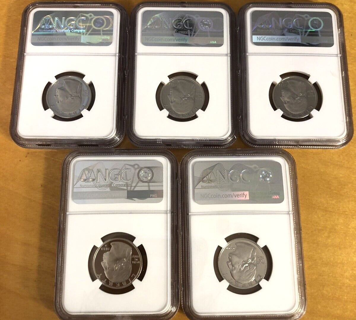 2022 S Clad 25C American Women PF 70 Signed Elizabeth Jones 5 Coin Quarter Set
