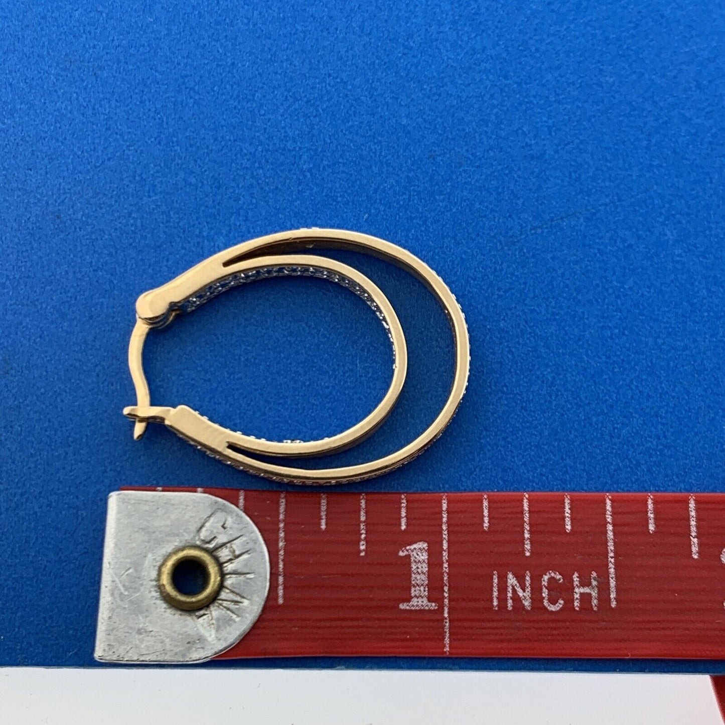 Designer Vermeil Sterling Silver 925 Round 4 Diamond Twin Oval Hoop Earrings