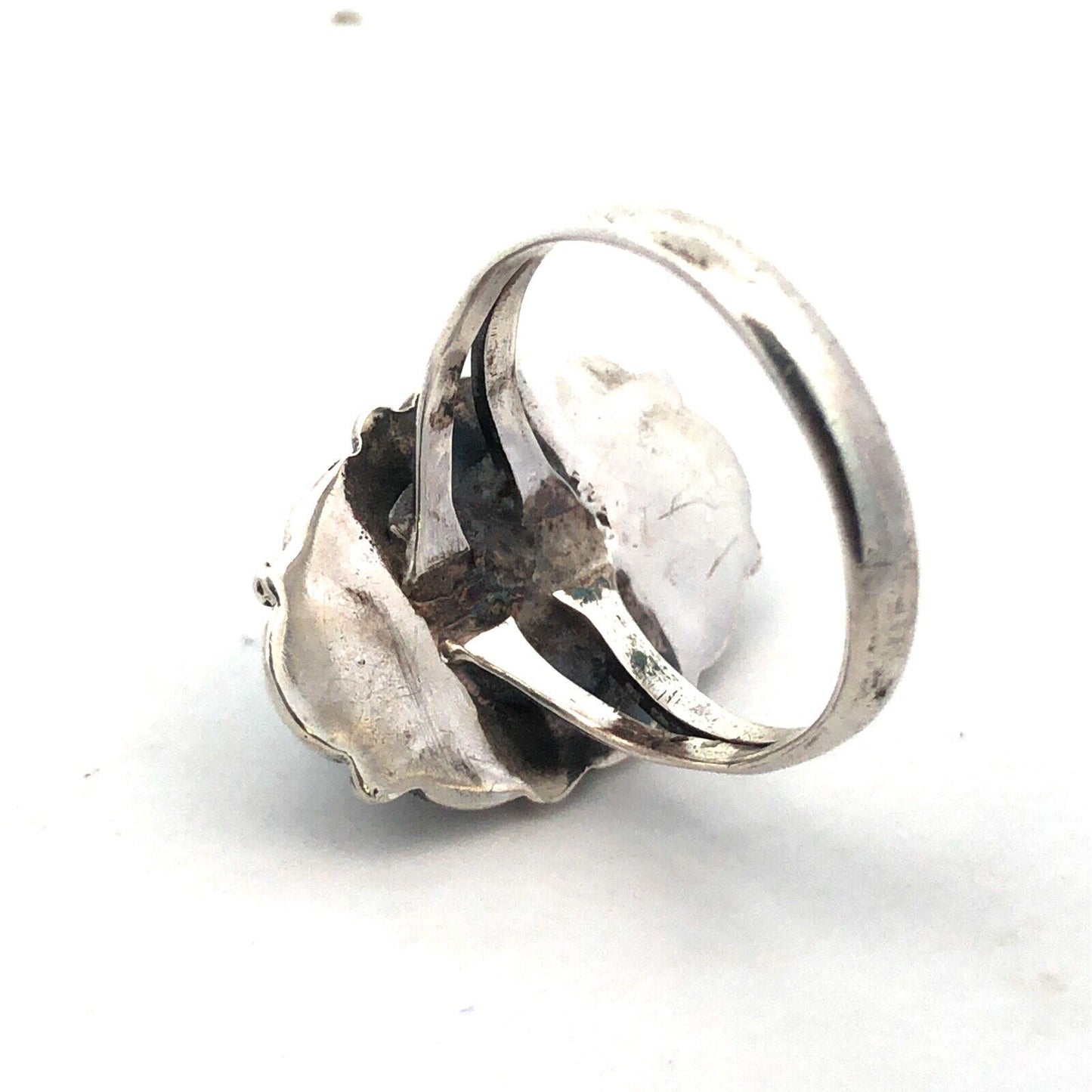 Vintage Native American 925 Sterling Silver Oval Turquoise Old Pawn Ring