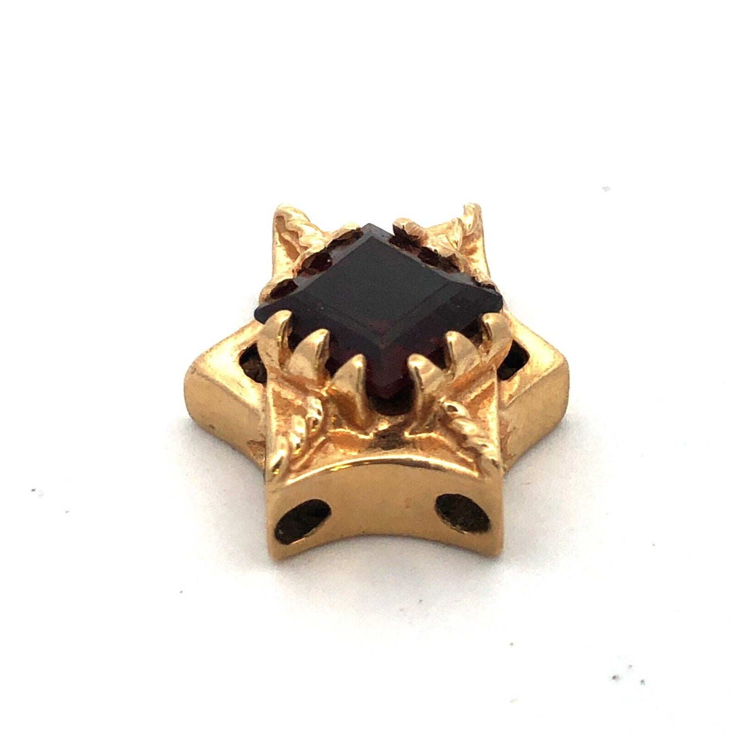 Designer 14K Yellow Gold Square Garnet January Anniversary Starburst Slide Charm