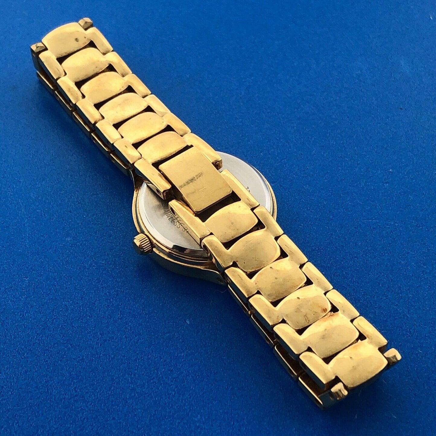 Gruen Precision Gold Tone Stainless Steel Diamond Accented Vintage Ladies Watch