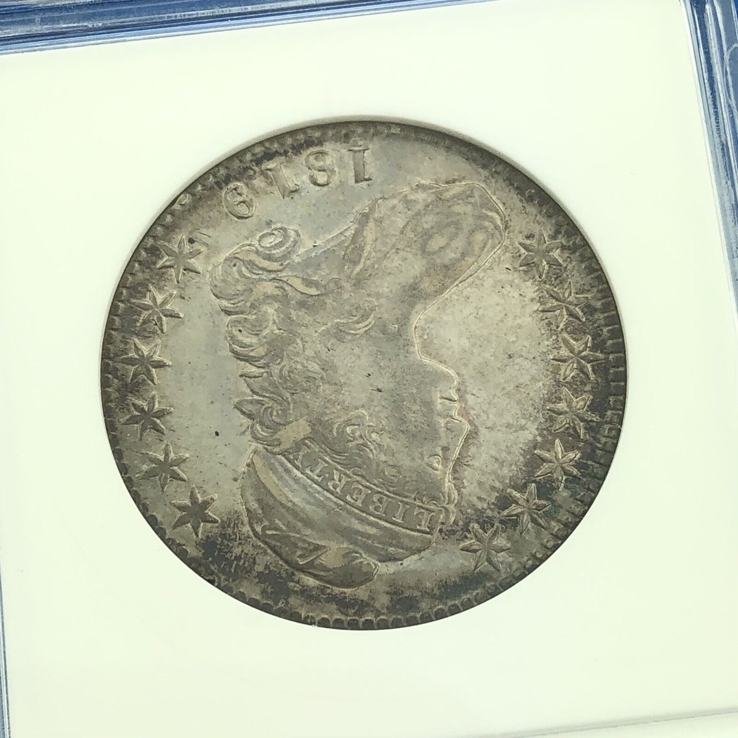 1819/8 Capped Bust Silver Half Dollar 50c Lettered Edge ANACS AU53 Details Coin