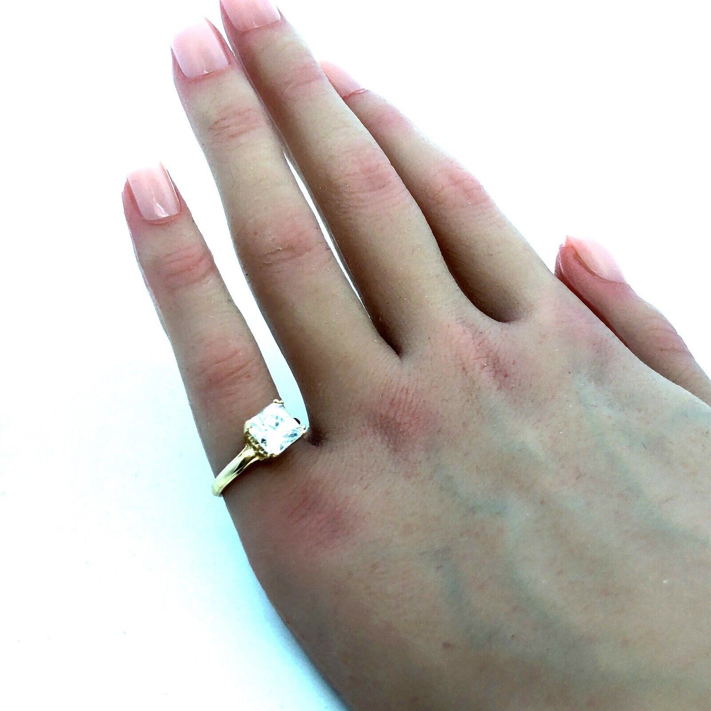 Diamonique 14K Yellow Gold Princess Cut Cubic Zirconia CZ Engagement Ring