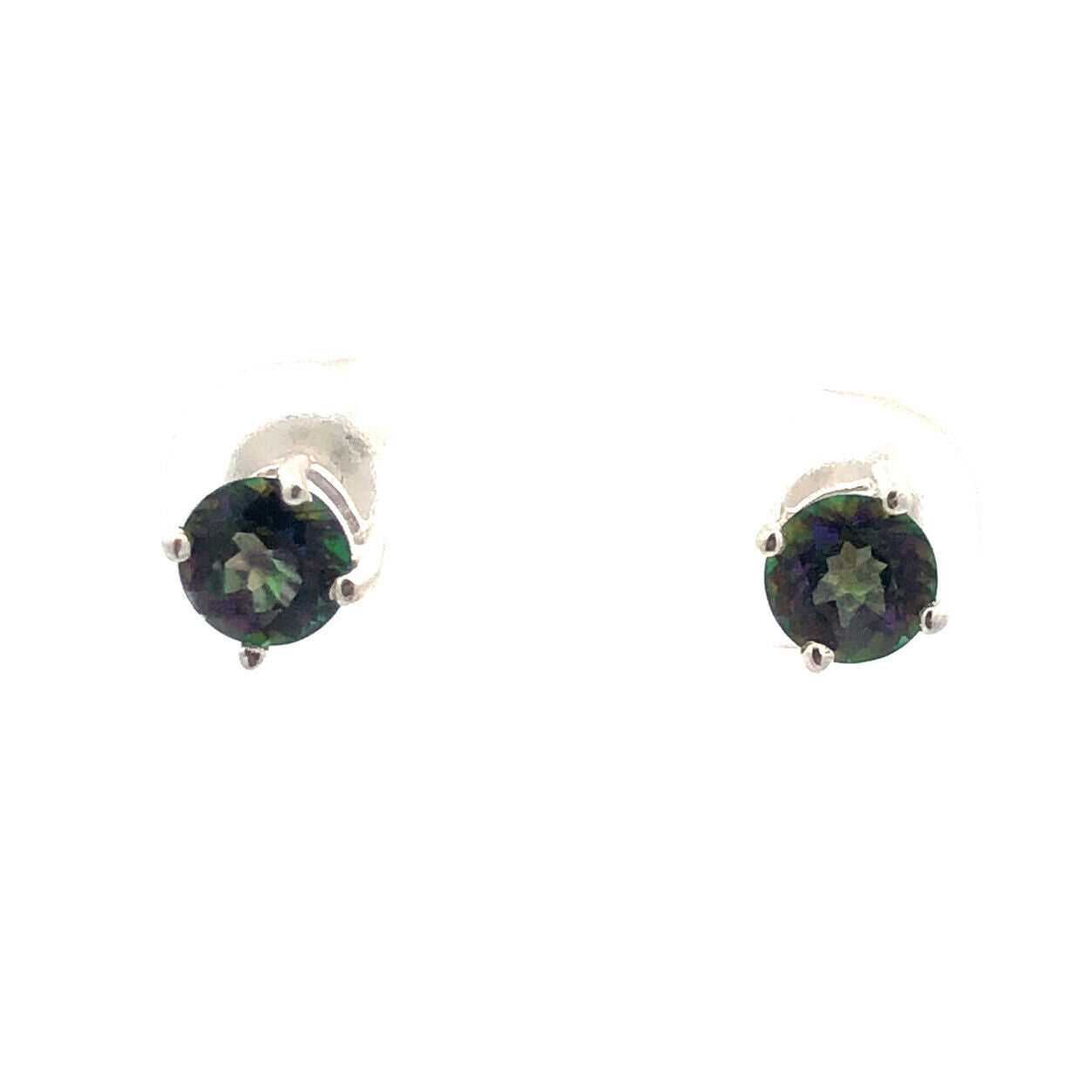 925 Sterling Silver Round Mystic Topaz 5mm Stud Earrings