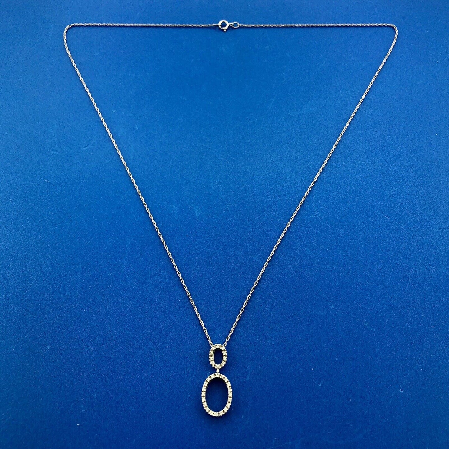 Designer 14K White Gold Polished Diamond Infinity Pendant 18" Necklace