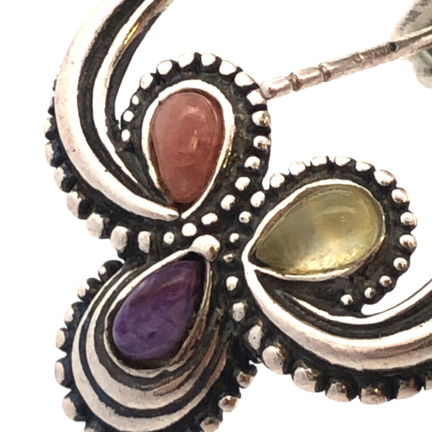 Native American Carolyn Pollack Sterling Silver Multi Gemstone Dangle Earrings