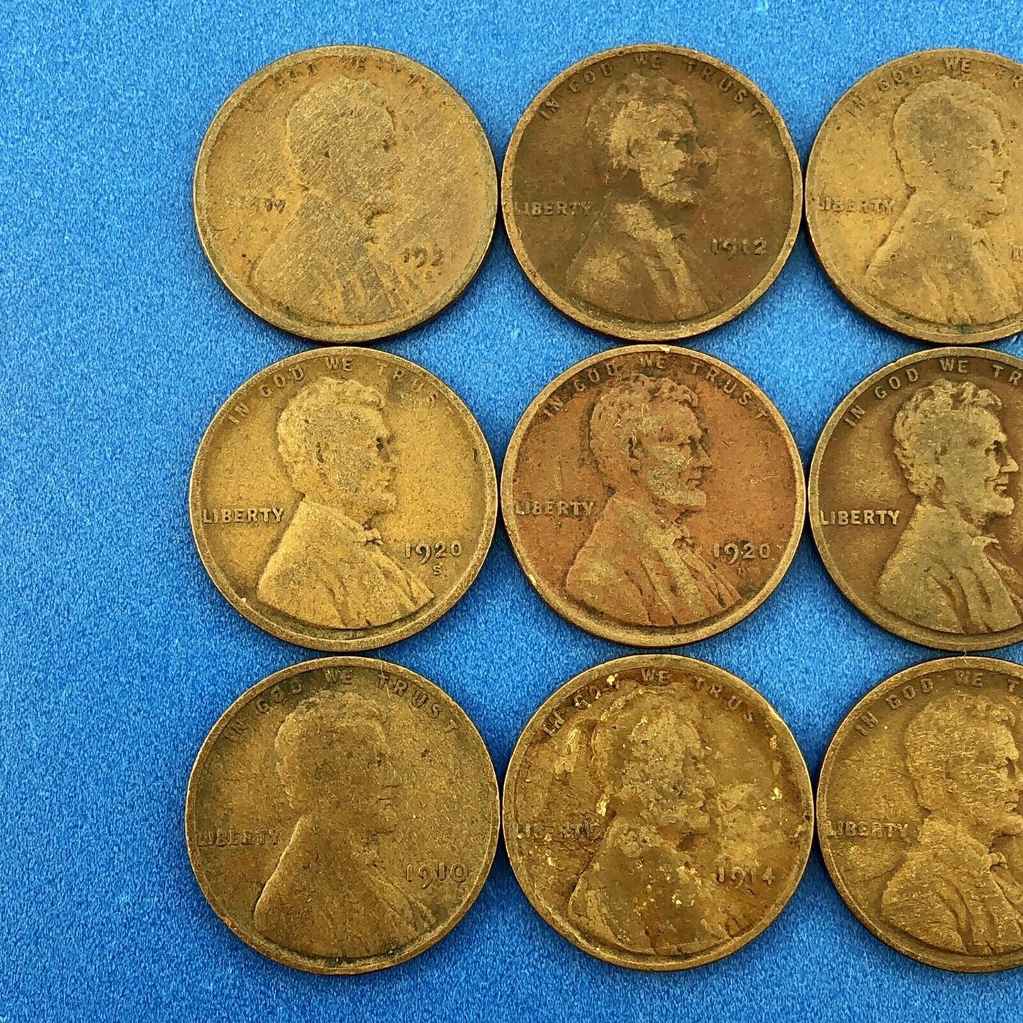 1909 P Mixed Date Mixed Mint Early Lincoln Small One Cent Penny 14 Coin Lot