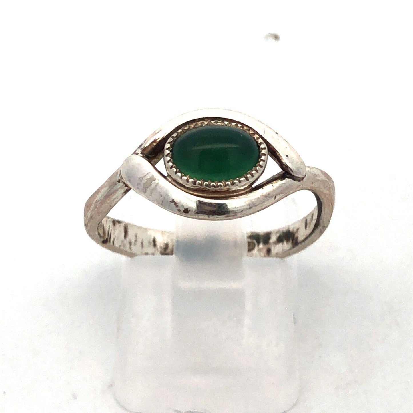 Vintage Designer MC 925 Sterling Silver Oval Green Tourmaline Ring