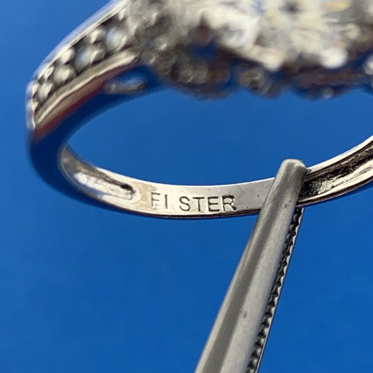 Estate FI Sterling Silver Cubic Zirconia CZ Solitaire Statement Engagement Ring