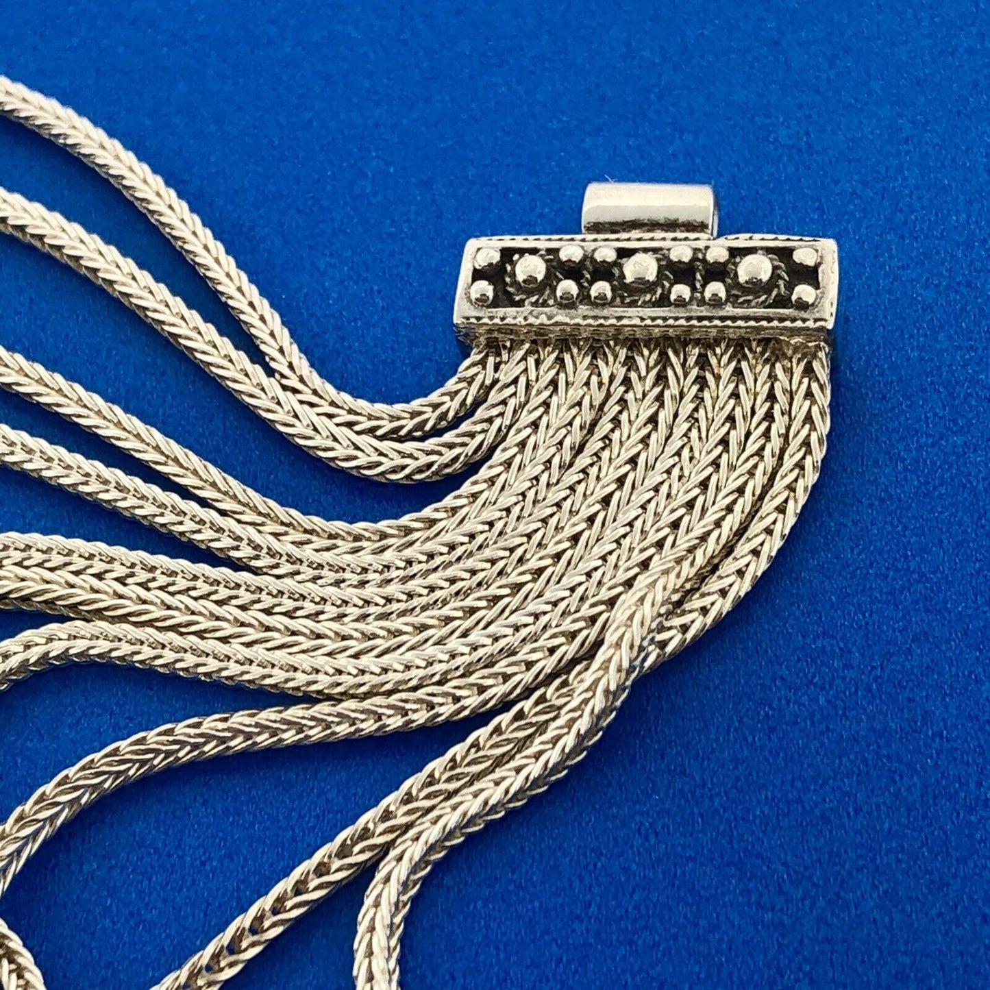 Designer Anatoli 925 Sterling Silver 10 Strand Wheat Link Mesh Cuff Bracelet