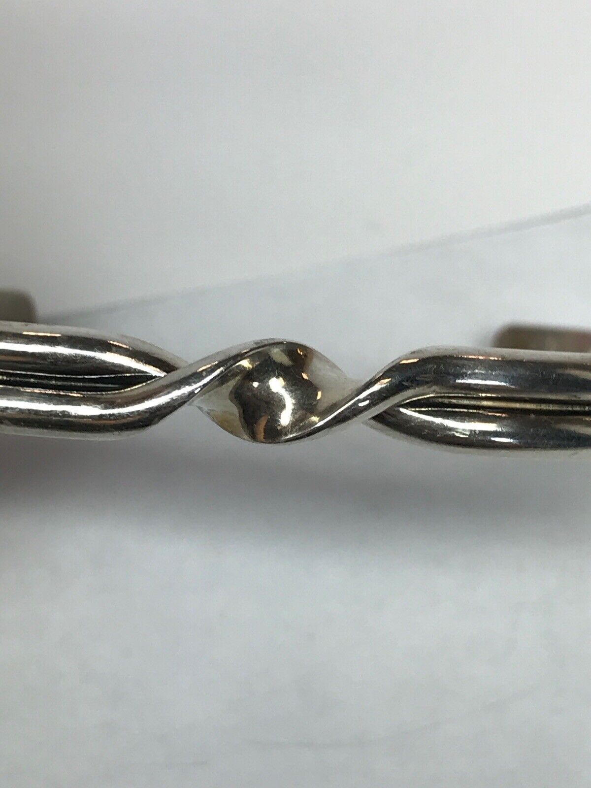 Vintage Sterling Silver 925 Modernist Twist Open Cuff Bracelet