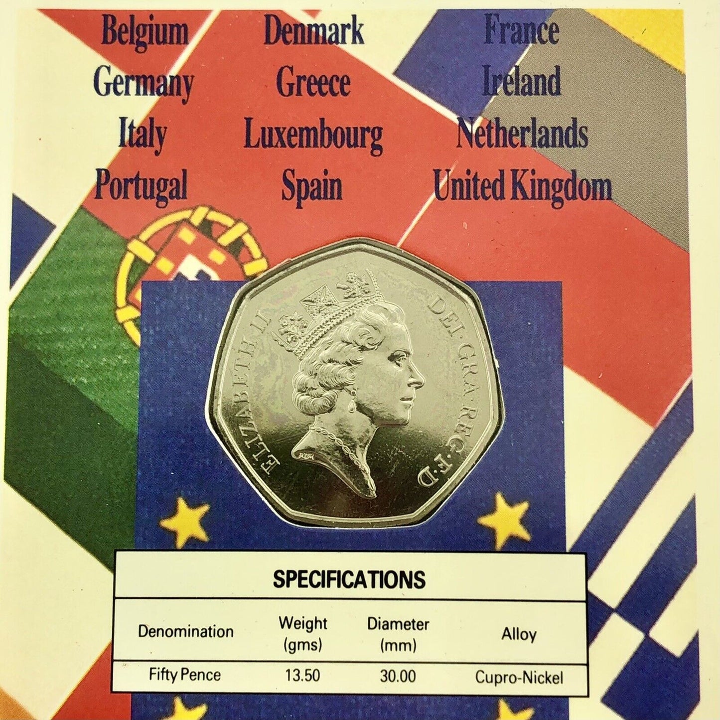 1992 1993 COMMEMORATIVE FIFTY PENCE ISSUE EUROPE IN ORIGINAL SEALED CASE