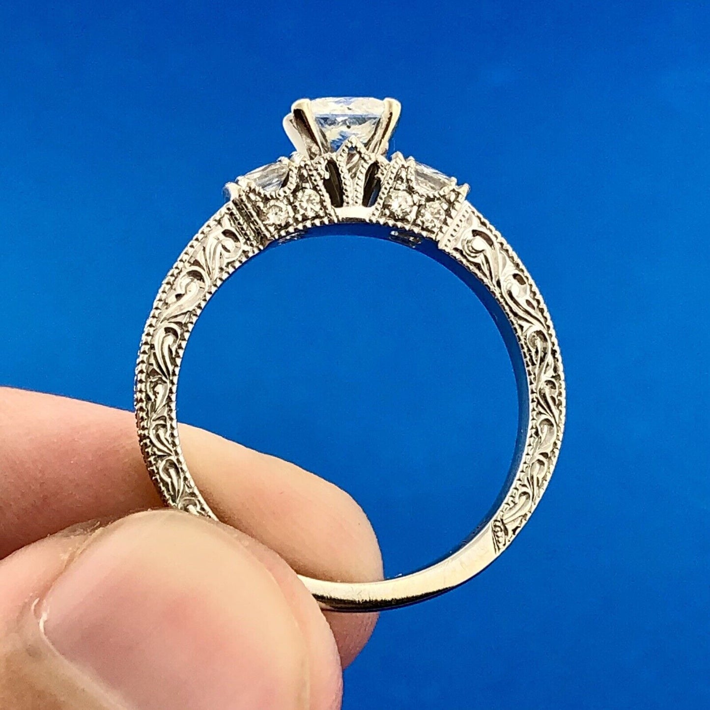 Neil Lane 14K White Gold Diamond Princess Solitaire Accents Engagement Ring