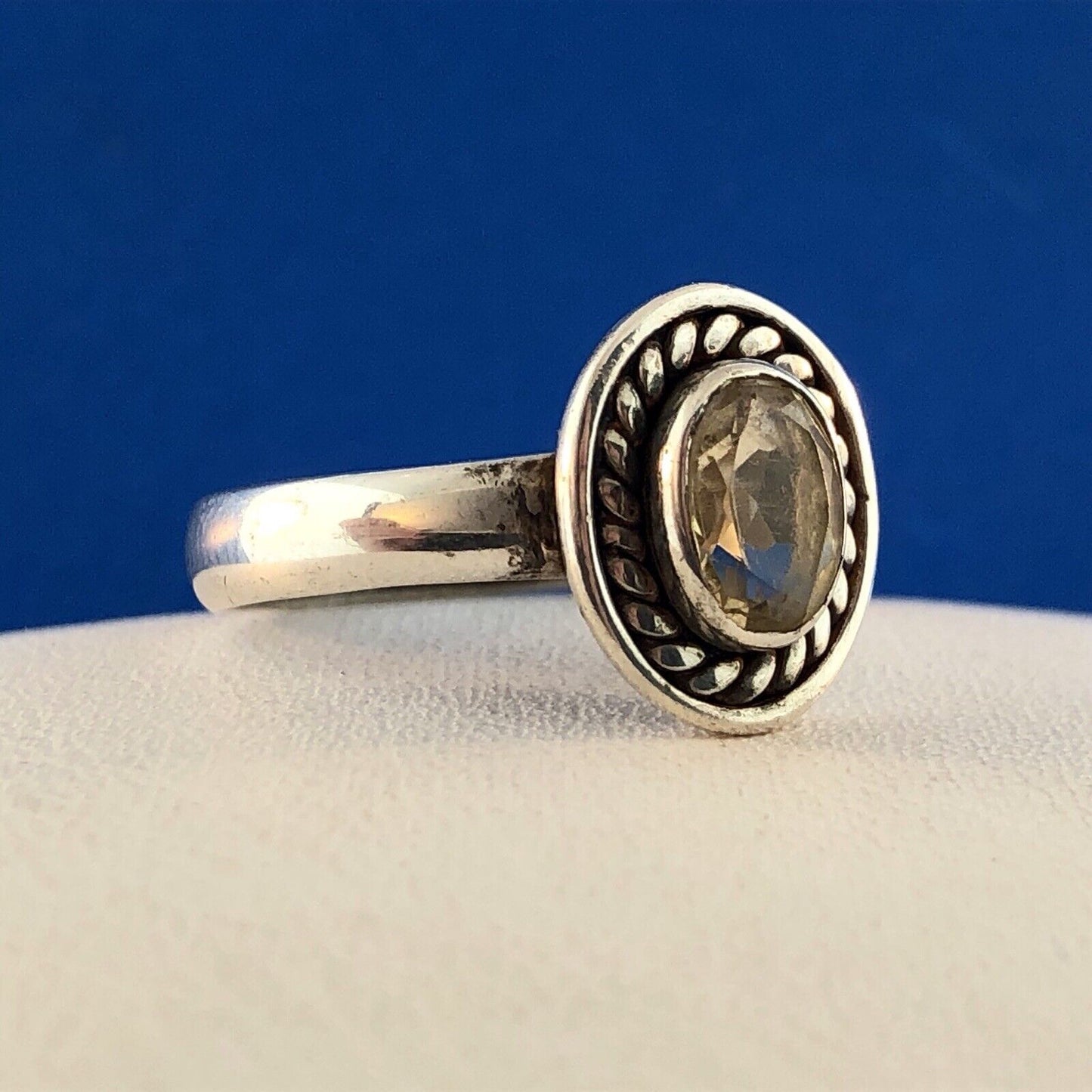 Retro Sterling Silver 925 Oval Citrine November Anniversary Birthstone Ring