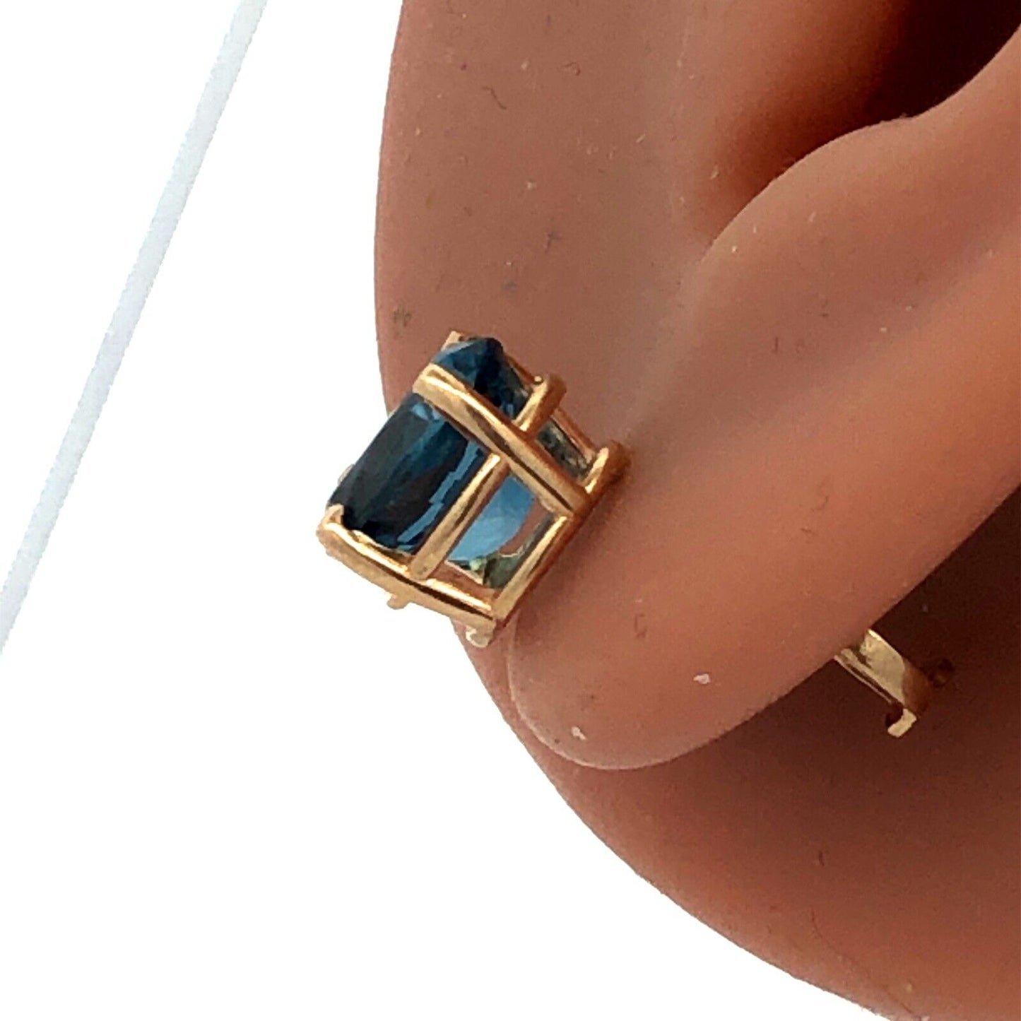 Designer NAOMI 14K Yellow Gold Oval London Blue Topaz Screw Back Stud Earrings