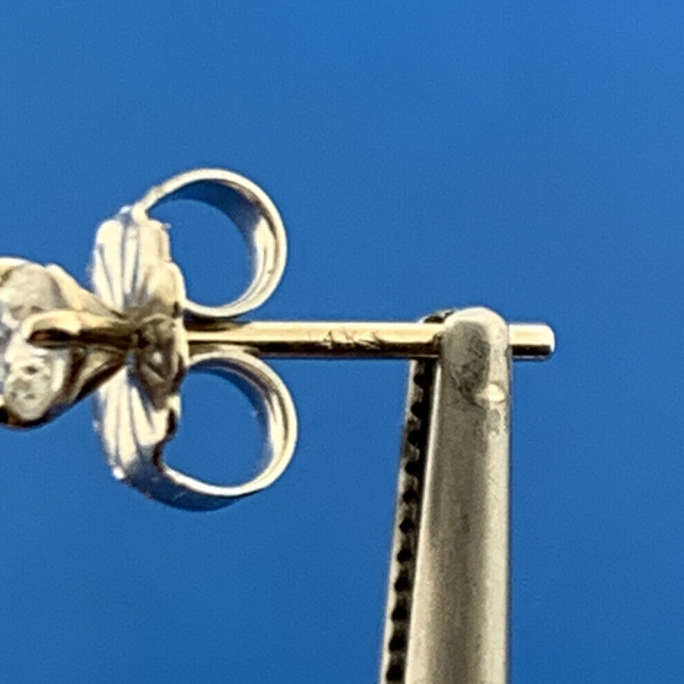 Gorgeous 14k White Gold Round Cut Diamond Friction Back Stud Earrings