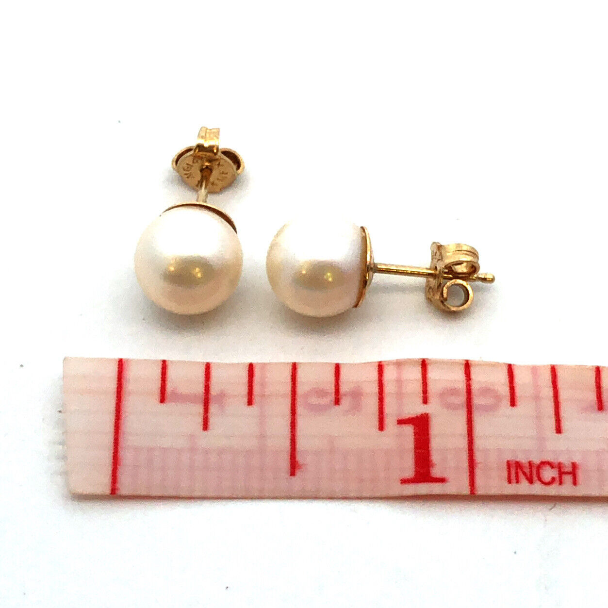 Estate 14K Yellow Gold Round Pearl Ball Stud Earrings