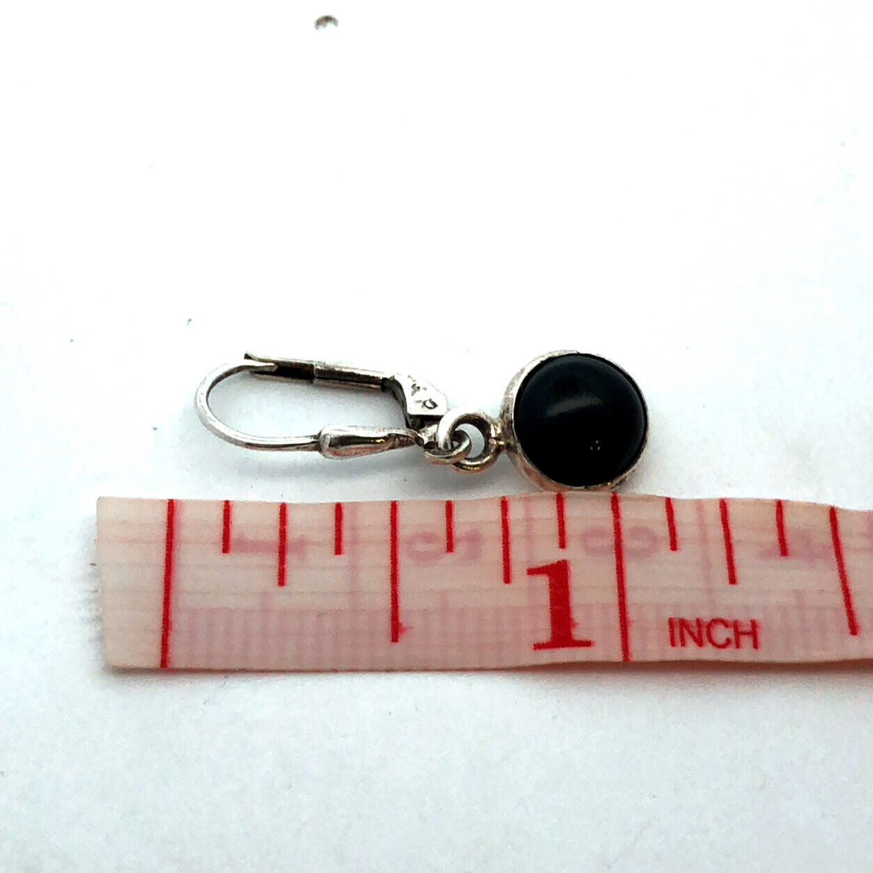 Classic 925 Sterling Silver Black Onyx Cabochon Dangle Leverback Earrings