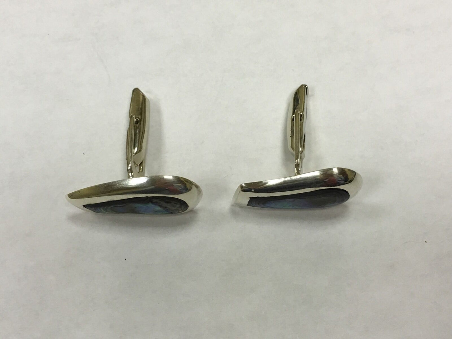 Sterling Silver Mexican Abalone Shell Cuff Links