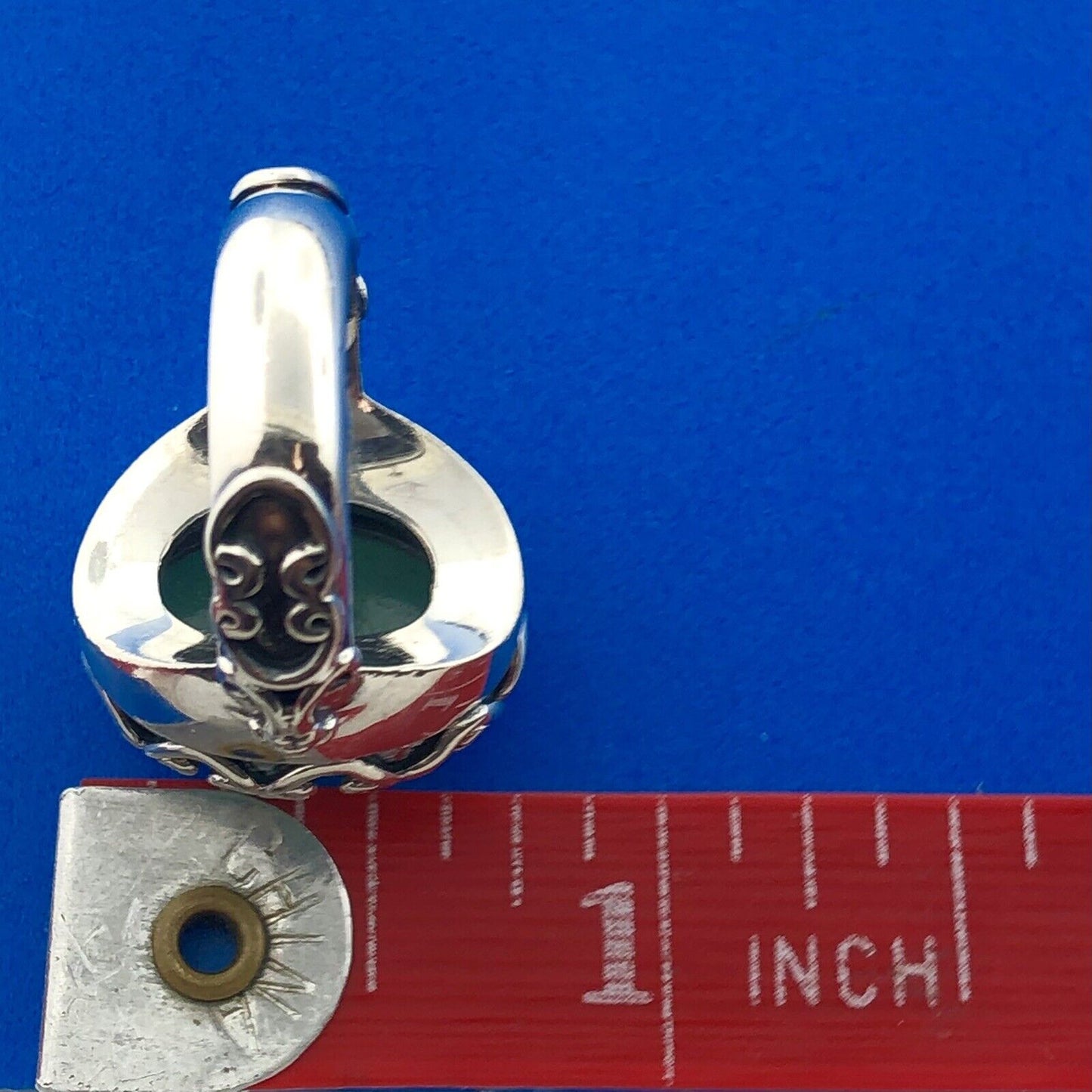 Designer D Paulus Sterling Silver Faceted Chrysoprase Statement Cocktail Ring