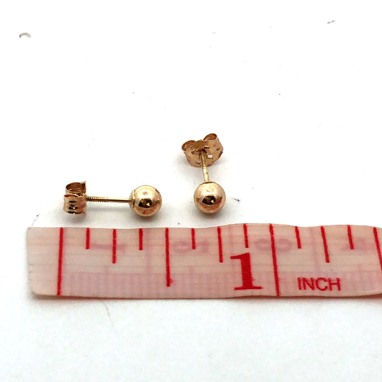 14K Yellow Gold Designer Small Round Ball Everyday Screw Back Stud Earrings