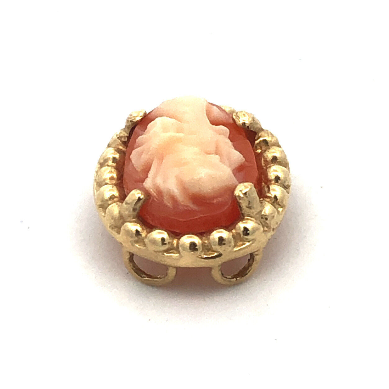 Designer 10K Yellow Gold Oval Carved Cameo Slide Bracelet Charm