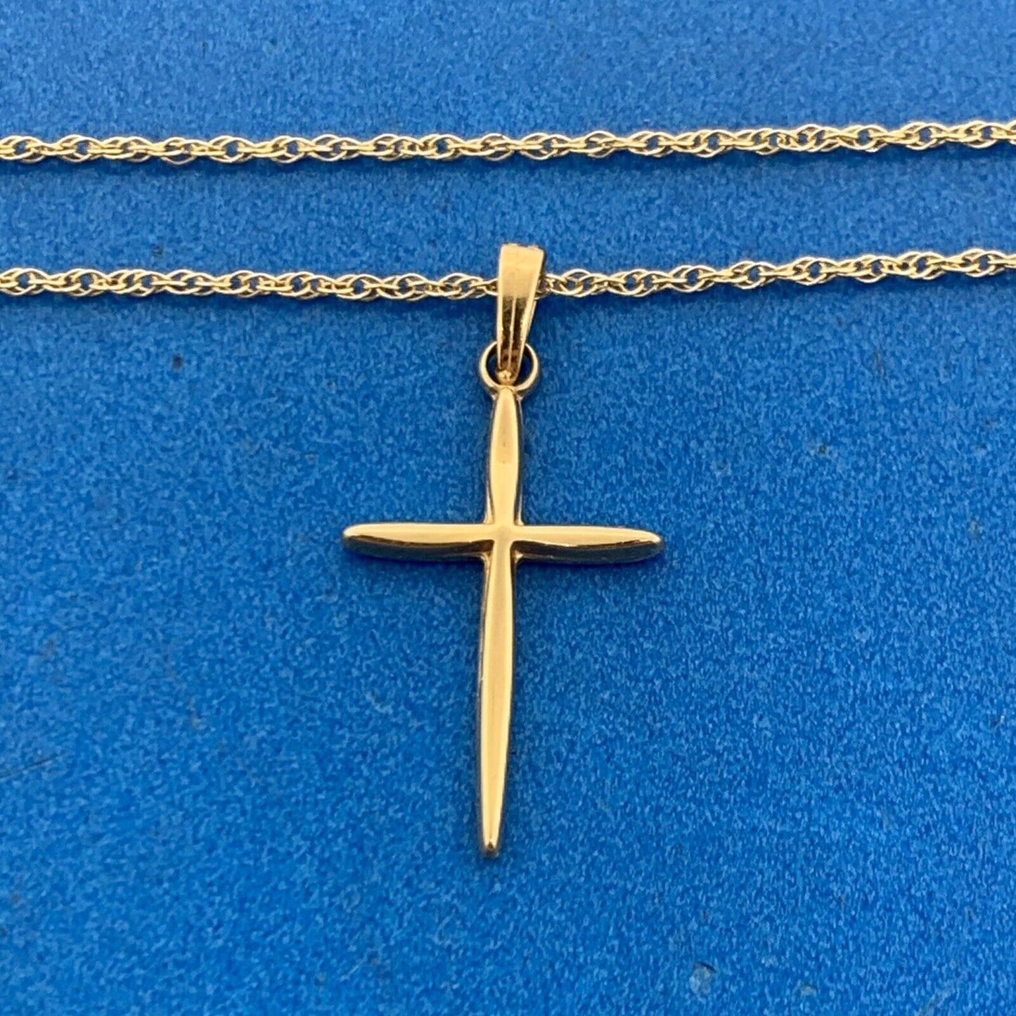 Designer 14K Yellow Gold Simplistic Modernist Cross Religious Necklace