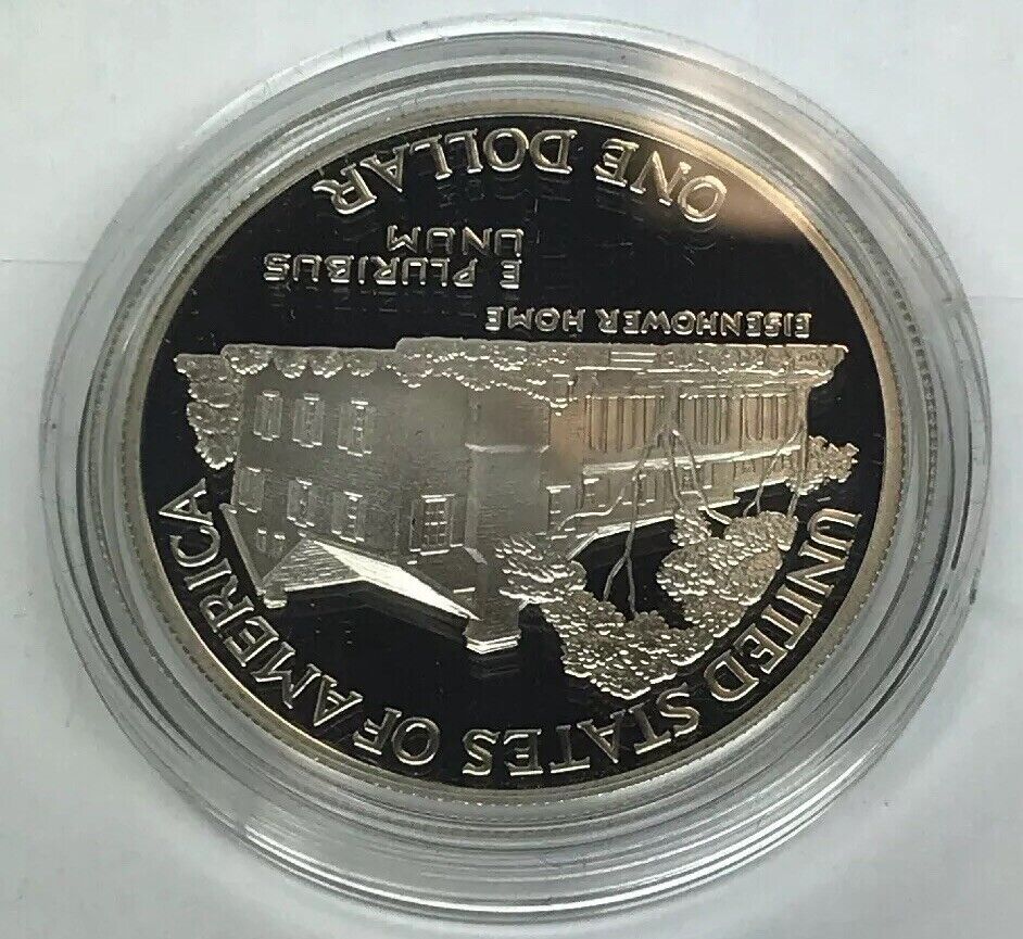 1990 P United States Eisenhower Centennial Commemorative Proof Silver $ OMP/COA