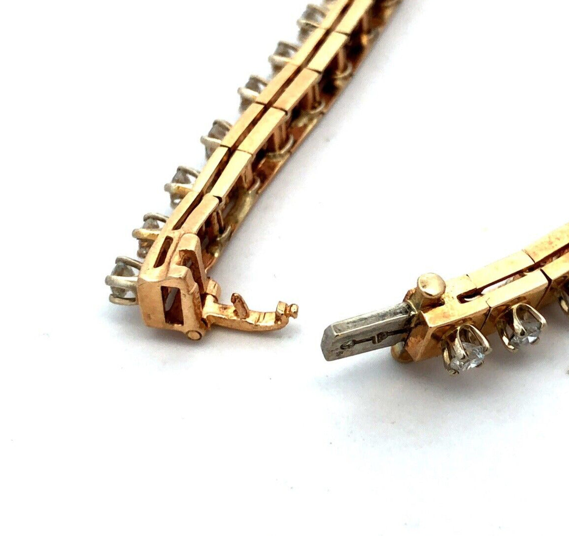 Estate 14K Yellow Gold Round Graduated Diamond Modernist Tennis Bracelet
