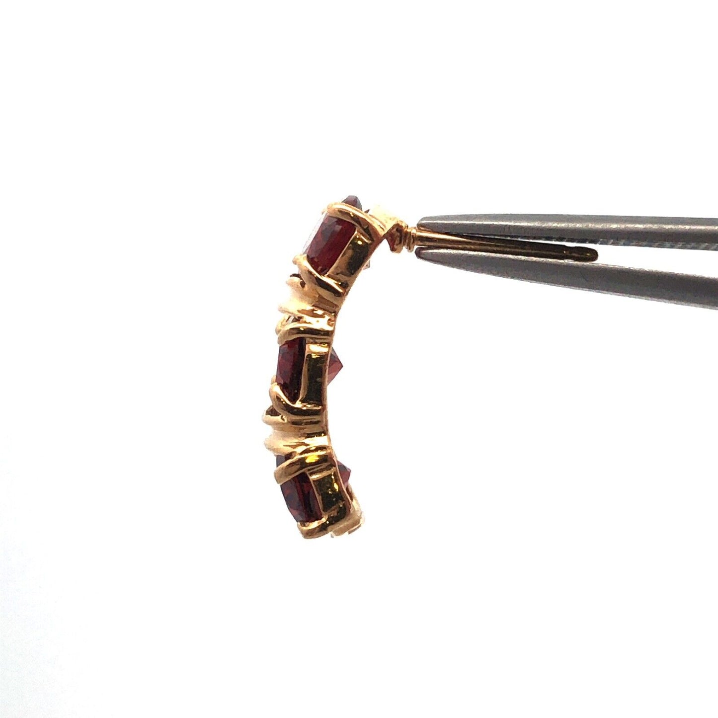 14K Yellow Gold Oval Rhodolite Garnet January Drop Pierced Earrings