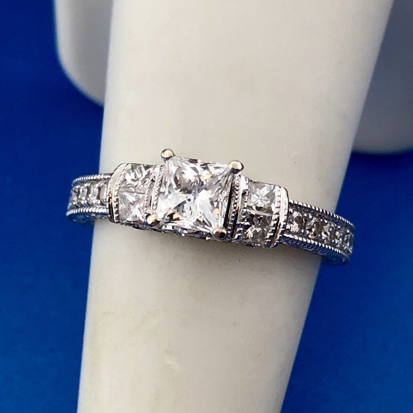 Neil Lane 14K White Gold Diamond Princess Solitaire Accents Engagement Ring