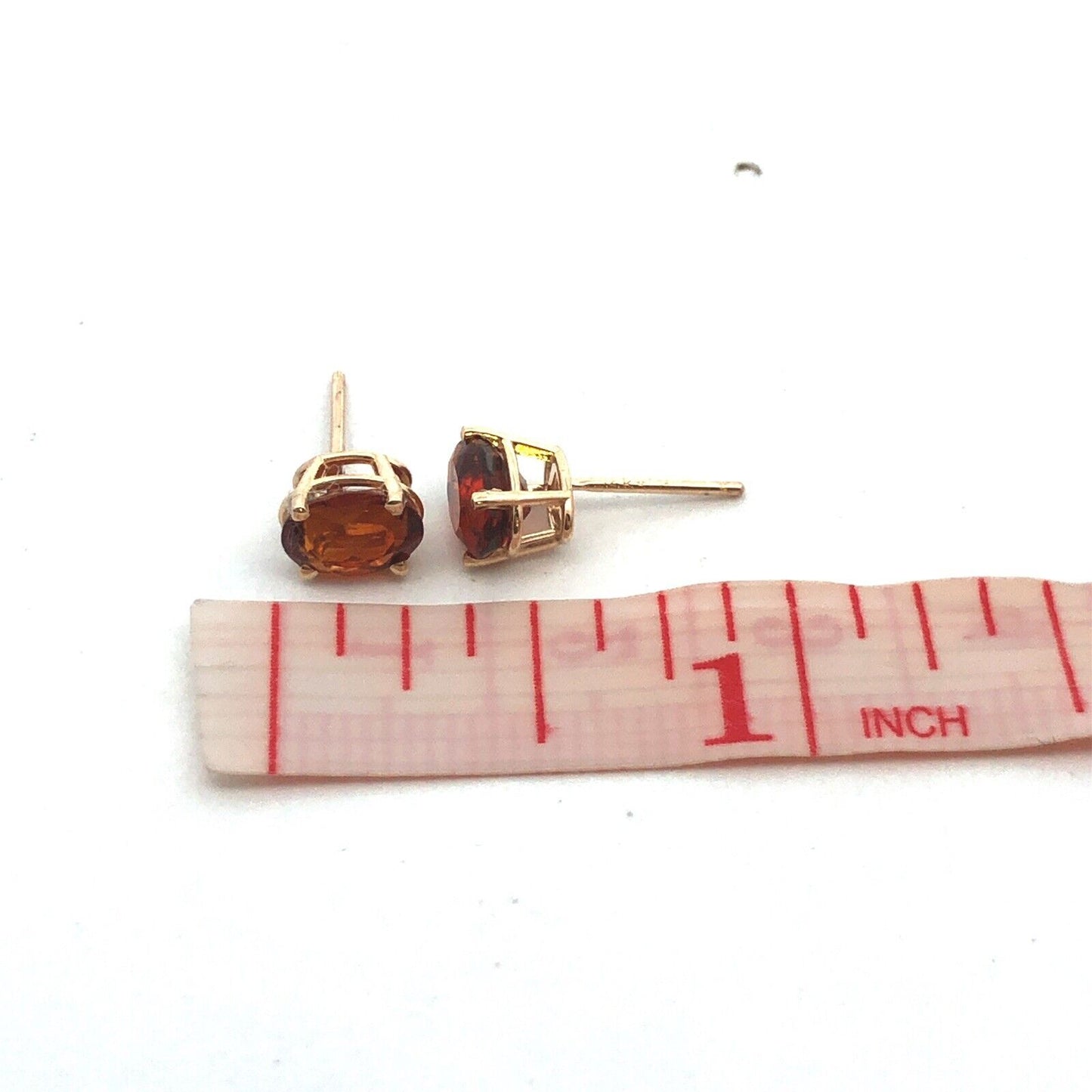 14K Yellow Gold Oval Citrine Solitaire November Anniversary Stud Earrings