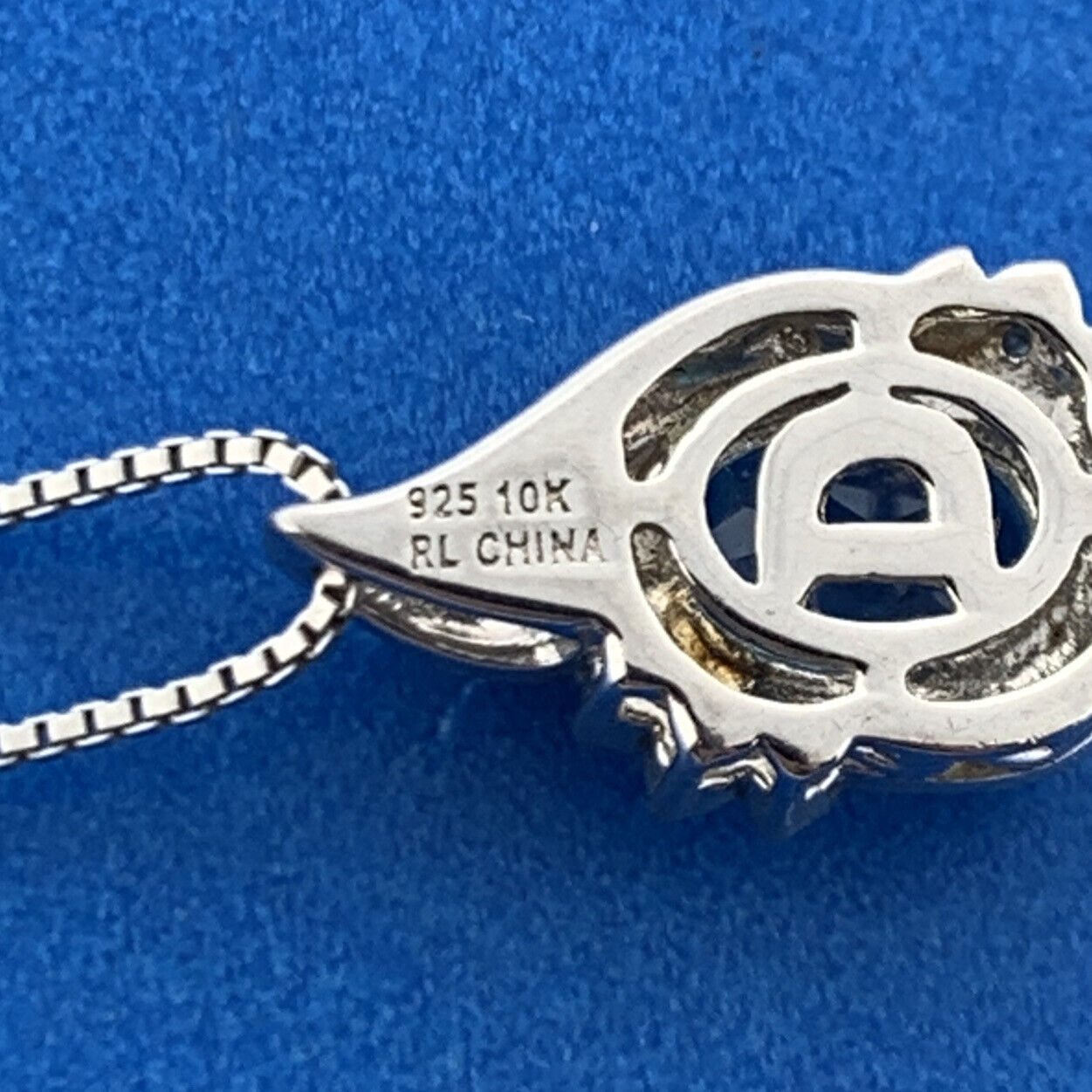 Designer Sterling Silver 10K Yellow Gold Blue Topaz Solitaire Diamond Necklace